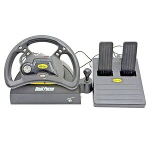 Mad Catz Dual Force Racing Wheel & Pedals PS1 PS2 Steering Wheel Untested‎